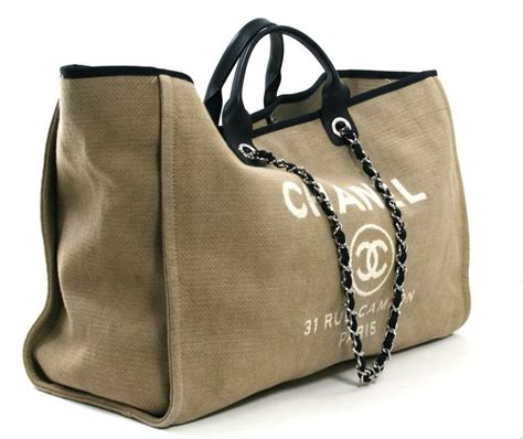 chanel tan canvas xl cambon tote|chanel chain tote.